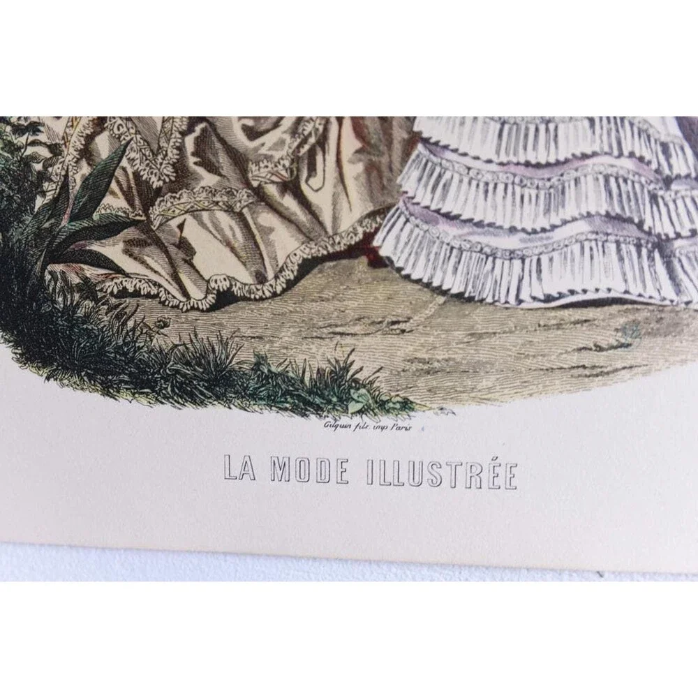 Antique French Fashion Plate Lot of 5, La Mode Illustrée 1870s, Anaïs Toudouze